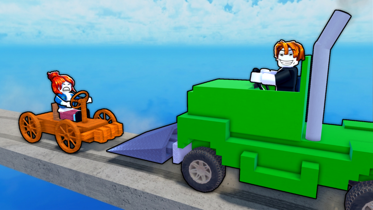 Car DUELS Red vs Blue cars colliding in the Roblox sumo arena